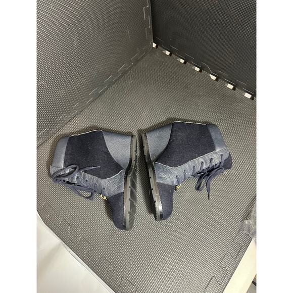 Kate Spade Lace Up Wool Colorblock Wedge Bootie Shoes Blue Womens Size 8.5 - Picture 3 of 8